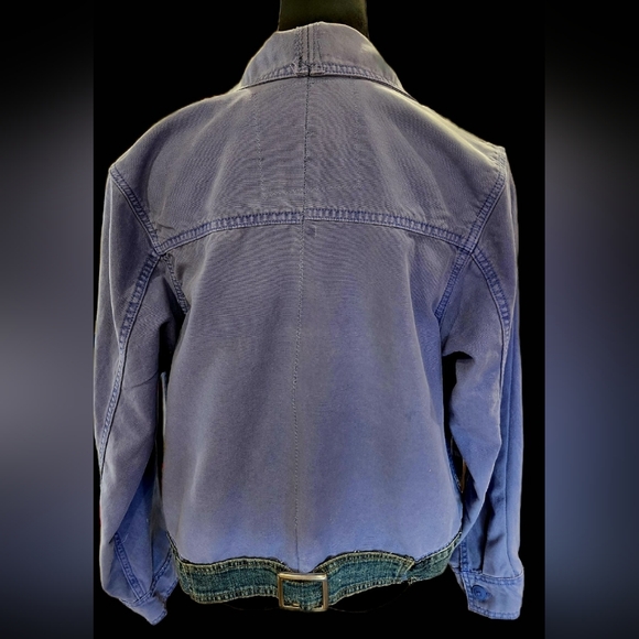 UPCYCLED ☆ HANDMADE PERRIWINKLE DENIM JACKET By "One Kind Denim Co". Sz XL - Picture 5 of 7